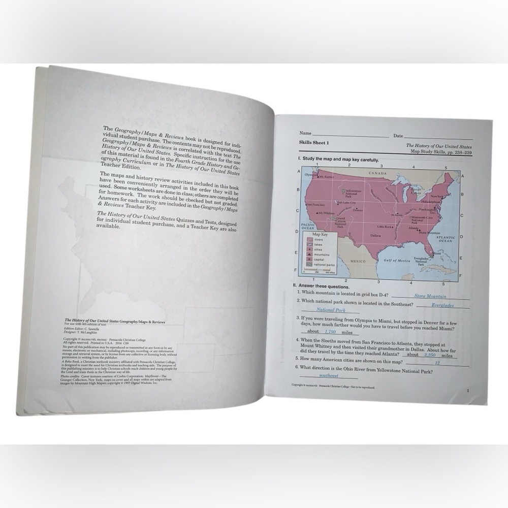 Abeka 4th Grade Spelling/Vocabulary/Poetry & Geography/Maps Teacher Answer Keys - Picture 6 of 7